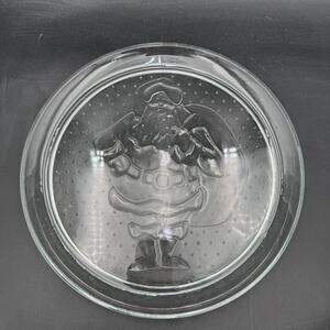 Indiana Glass Santa Platter Chop Plate 13" Santa HoldingToy Bag